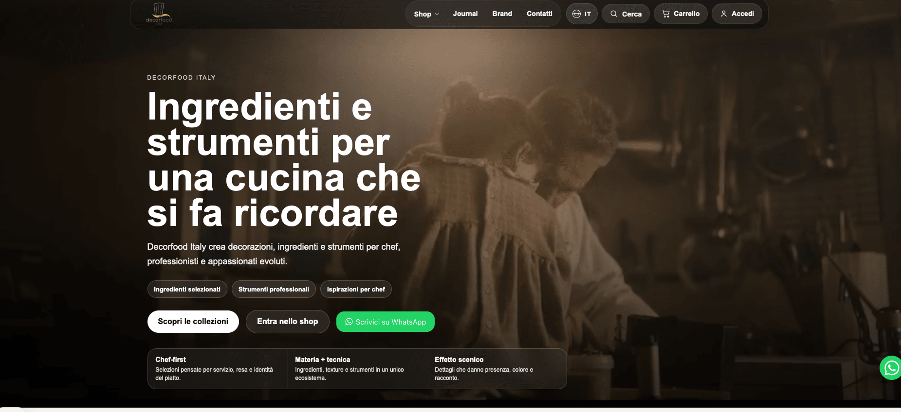Homepage del nuovo e-commerce Decorfood Italy
