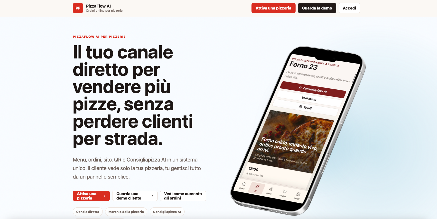Homepage PizzaFlow AI
