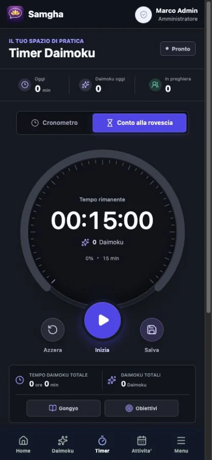 Timer Daimoku con conto alla rovescia